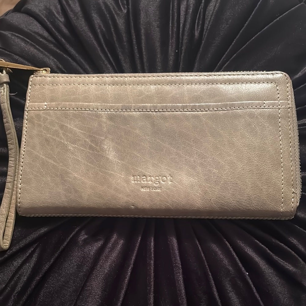 Margot Tan Leather Clutch Wristlet